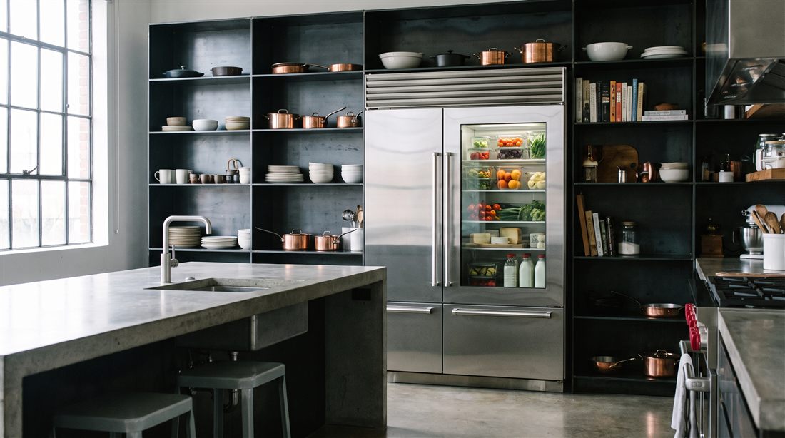 Professional refrigerator with glass door