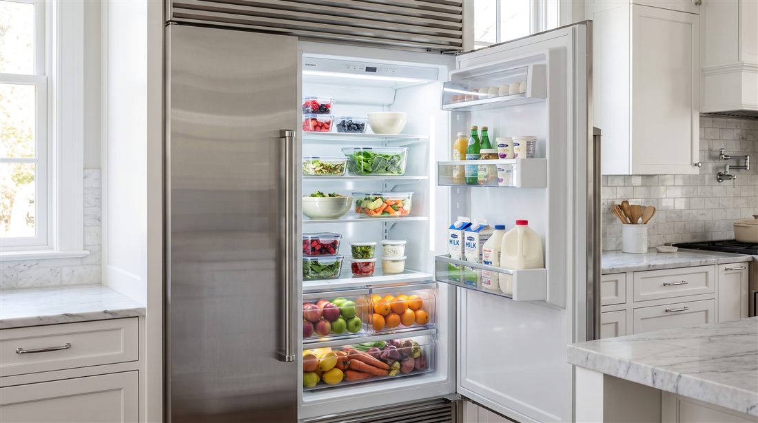 Refrigerator, door open
