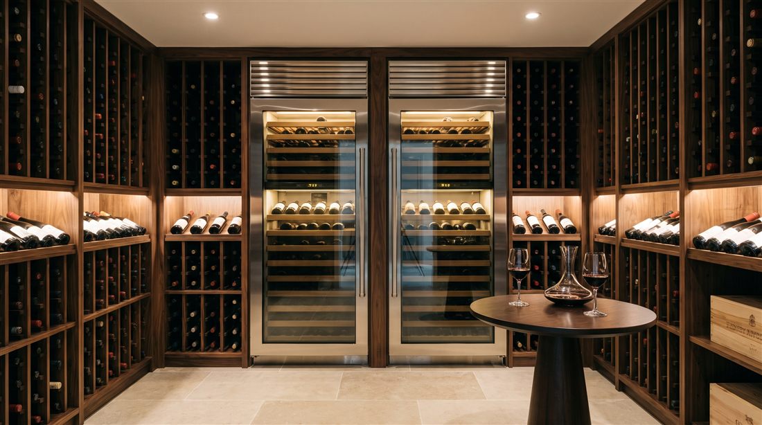 Wine storage pair in a private wine room