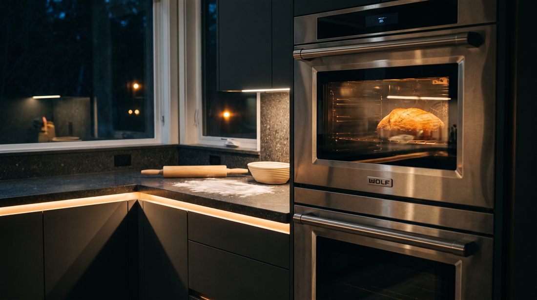 Sourdough baking in a professional oven