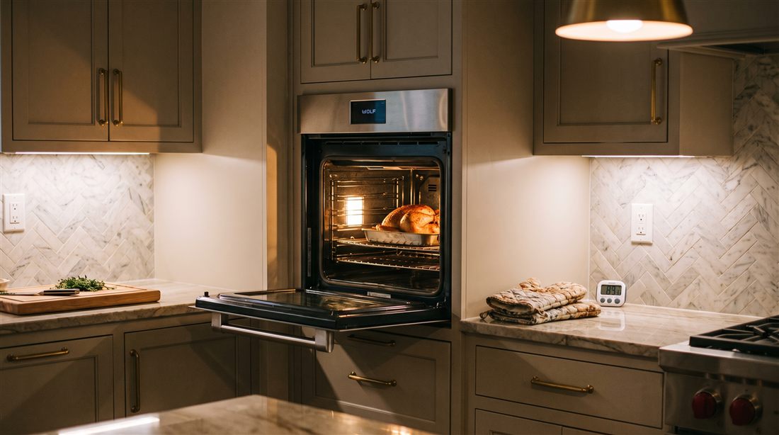 Wall oven with a roast